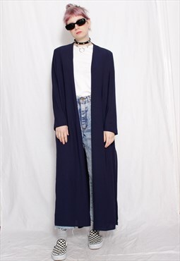 70s vintage 90s grunge Edgar Vos longline navy kimono coat