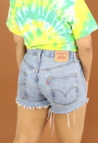 VINTAGE LEVI'S CUT OFF HIGH WAIST DENIM JEAN SHORTS