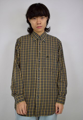 VINTAGE 90S ADIDAS BLACK/YELLOW CHECK SHIRT