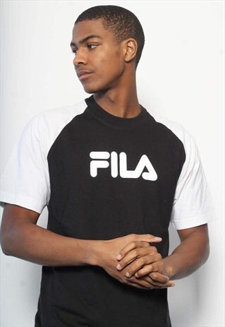 VINTAGE FILA PRINT LOGO T-SHIRT BLACK
