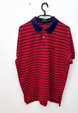 Vintage polo Ralph Lauren red striped polo shirt large 