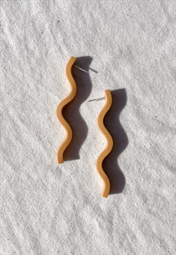 Handmade Mustard Wiggle Earrings Modern Hypoallergenic
