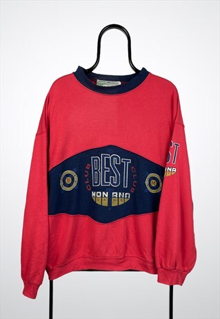 VINTAGE GRAPHIC SWEATSHIRT STRIPED RED LARGE