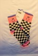 PINK CHECKERBOARD SMILEY FACE SOCKS