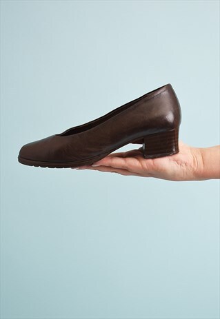 80'S RETRO REAL LEATHER MINIMALIST SCANDI PUMPS