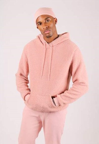 ALASKA OVERSIZED HOODY IN PINK BORG