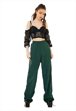 GREEN TRACK PANTS
