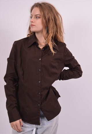 CALVIN KLEIN WOMENS VINTAGE SHIRT LARGE BROWN 90S