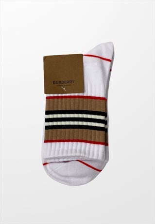 RARE BURBERRY NOVA CHECK STRIPE SOCKS