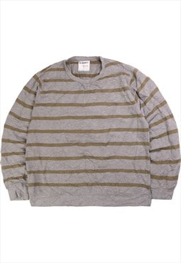 Vintage 90's Old NAvy Sweatshirt Striped Crewneck Grey,