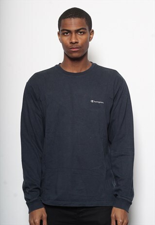 VINTAGE CHAMPION LOGO LONG SLEEVE T-SHIRT BLUE