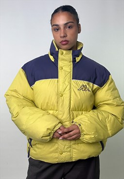 Green/Yellow Vintage 90s Kappa Embroidered Puffer Jacket