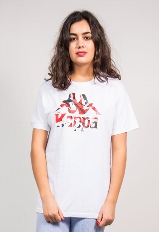 90'S VINTAGE WHITE UNION JACK KAPPA T-SHIRT