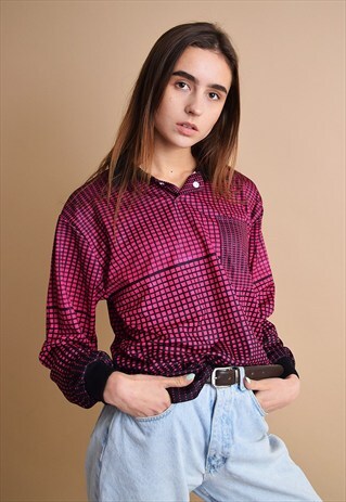 90'S RETRO MONOCHROME ABSTRACT PATTERN OVERSIZED SWEATER TOP