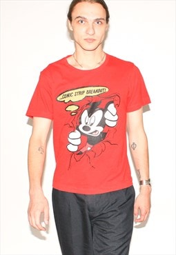 Vintage 90s Mickey Mouse Comic funny t-shirt in red