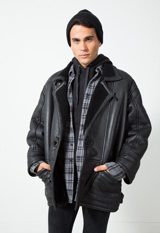 VINTAGE BIKER LEATHER SHEEPSKIN COAT / S183