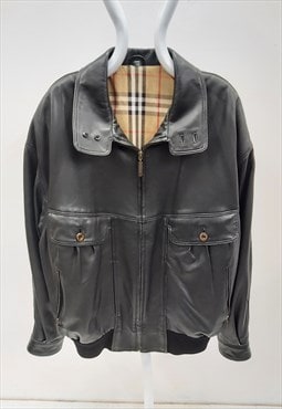 Vintage Burberrys Black Leather Jacket 