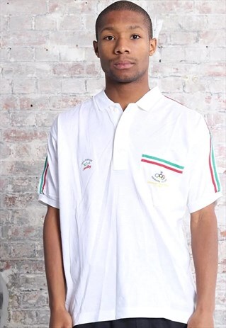 VINTAGE PAUL & SHARK OLYMPIC LOGO POLO SHIRT WHITE