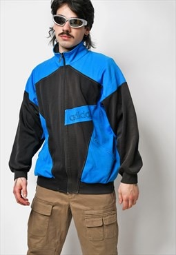 Old School 80s ADIDAS track jacket men blue vintage