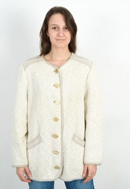Cardigan Linen Sweater Jacket UK 14 Knit US 10 Jumper tracht
