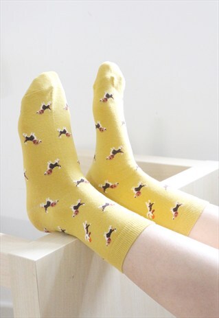 DOGS PRINT SOCKS - YELLOW