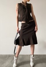 Vintage Y2K 00s pinstripe co-ord in brown