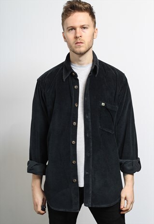 VINTAGE CORDUROY CORD SHIRT BLUE