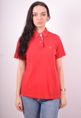 TOMMY HILFIGER WOMENS VINTAGE POLO SHIRT LARGE RED 90'S