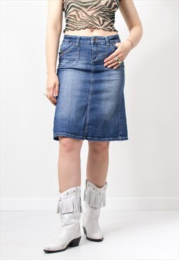 Vintage Y2K mini denim skirt low waist stretchy