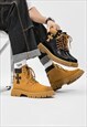 TRACTOR PLATFORM BOOTS CROSS PATCH HIGH ANKLE GRUNGE SHOES