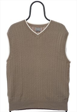 Vintage Haggar Golf Beige Knitted Sweater Vest Womens