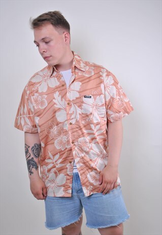 VINTAGE FLOWERS PATTERN HAWAII VOCARION SHORT SLEEVE SHIRT