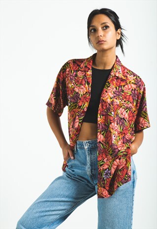 VINTAGE 80S HAWAIIAN SHORT SLEEVE SHIRT / S6108