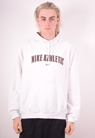NIKE MENS VINTAGE HOODIE JUMPER LARGE WHITE 90S