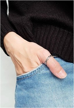 Twisted rope thumb ring women sterling silver ring