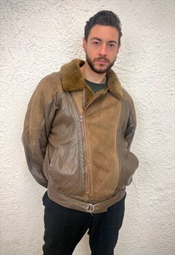 Vintage 80s shearling bomber jacket