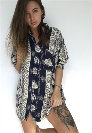 PATTERNED OVERSIZED RETRO VINTAGE UNISEX FESTIVAL SHIRT