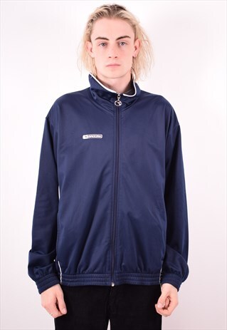 DIADORA MENS VINTAGE TRACKSUIT TOP JACKET LARGE BLUE 90S