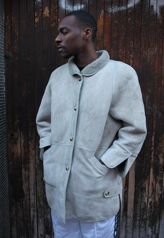 VINTAGE FAUX-FUR SUEDE SHEEPSKIN COAT