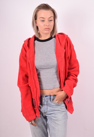 DISNEY WOMENS VINTAGE FLEECE HOODIE JACKET XXL RED 90'S