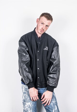 VINTAGE 1980S BLACK BASEBALL JACKET
