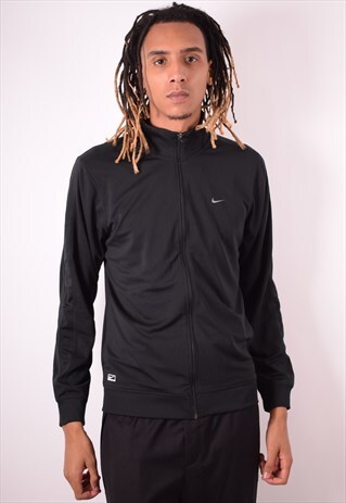 NIKE MENS VINTAGE TRACKSUIT TOP JACKET MEDIUM BLACK 90S