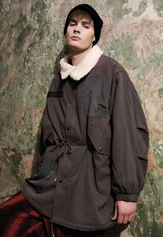 SOFT FLEECE REVERSIBLE COAT FUR PARKA BOMBER JACKET PURPLE