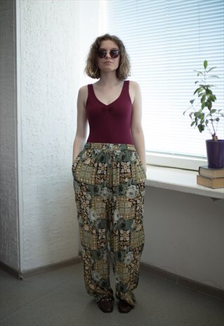 VINTAGE 80'S MULTICOLOUR PATTERNED TROUSERS