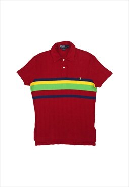 Mens Vintage Ralph Lauren polo shirt red multi coloured top