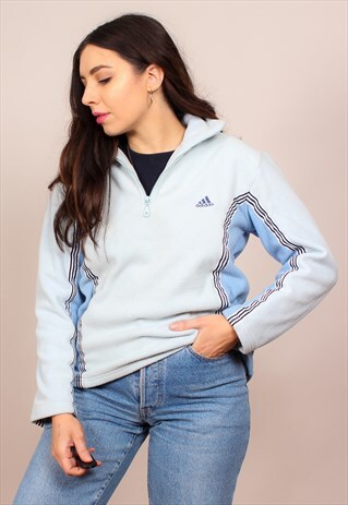 VINTAGE 90S BLUE ADIDAS 1/4 ZIP FLEECE