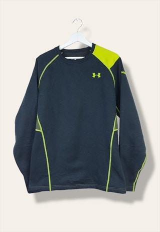 VINTAGE UNDER ARMOUR SWEATSHIRT GREEN LOGO IN BLACK L