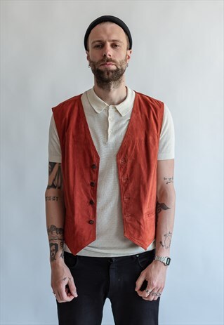 VINTAGE 70S BOHO RED VEST
