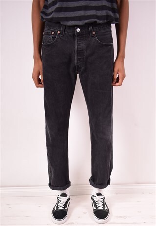 LEVI'S 501 MENS VINTAGE JEANS W34 L32 BLACK 90S