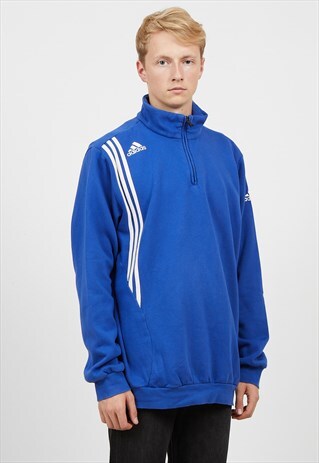 VINTAGE BLUE ADIDAS 1/4 ZIP NECK PULLOVER SWEATSHIRT